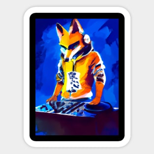 Fox at the DJ booth Sticker